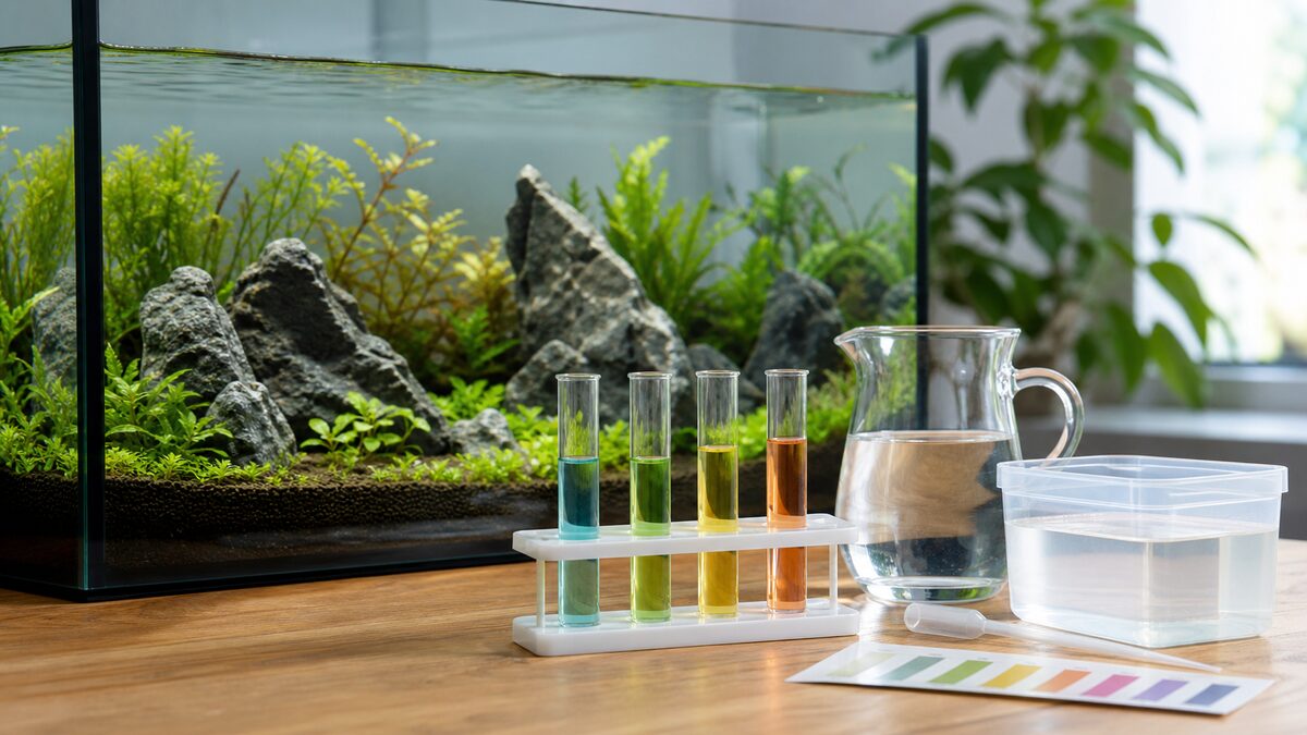Water tests for checking hard tap water in an aquarium