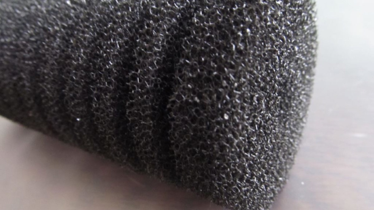 Gentle sponge filter for a shrimp tank