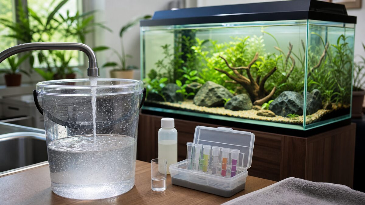 Tap water being tested for a freshwater aquarium